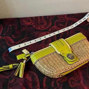 Coach straw lime green clutch